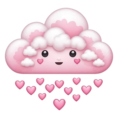 Plain white cloud with pale pink aura surrounding with hearts coming out the bottom sticker