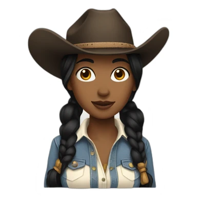 cowgirl straight black hair sticker