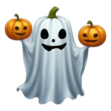 Ghost with a pumpkin on his head sticker