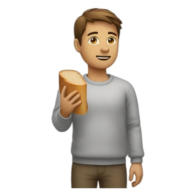 /  person with a side view holding a piece of bread ready to eat/ sticker