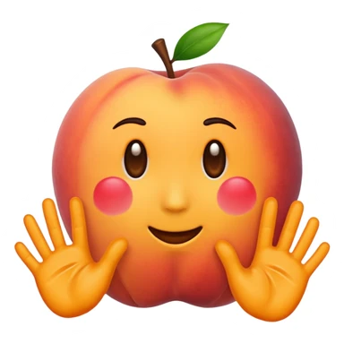 peach emoji with hand prints on  sticker