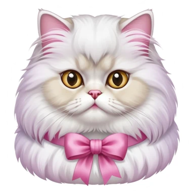 A Persian Cat Neck Wearing a pink silk ribbon sticker
