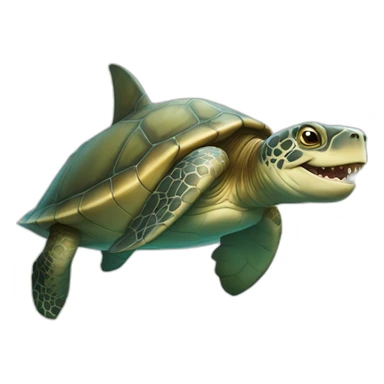 Tortue sur un requin sticker