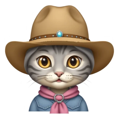 gray cat with cowgirl hat sticker