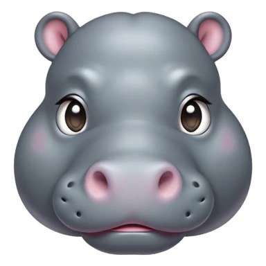 Cinematic Cute Hippo Portrait Emoji, Head tilted playfully and inquisitively, featuring a glossy slate-gray hide with a gentle sheen and round, sparkling eyes filled with curious charm, Simplified yet irresistibly adorable features, highly detailed, glowing with a warm, friendly glow, high shine, affectionate and serene, stylized with a touch of aquatic whimsy, bright and endearing, soft glowing outline, capturing the essence of a mischievous yet loving hippo, so playful it feels like it could splash out of the screen and into your arms! sticker