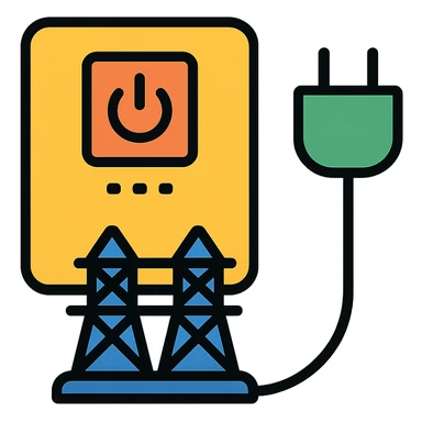 minimal inverter symbol with power lines and plug sticker