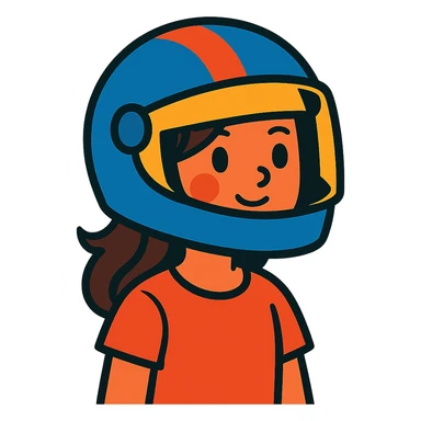 girl wearing a motorcycle helmet sticker