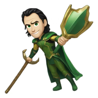 loki de marvel qui menace avec son baton sticker