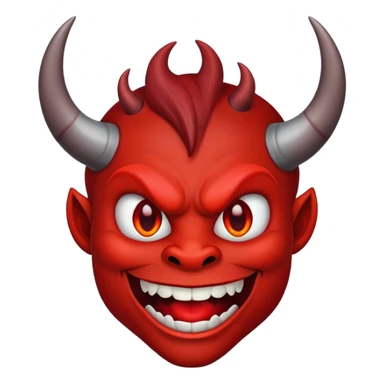 Scary red devil with horns and evil grin sticker