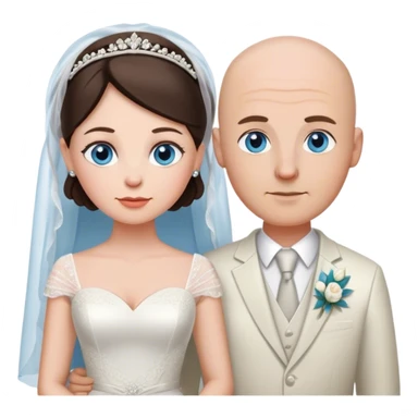 Wedding brunette bride bald blue eye husband sticker