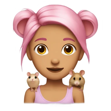 Animal lover girl, rat plus hamster tan skin pink hair sticker