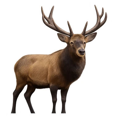 Make the elk more realistic with no background, photorealistic style. sticker