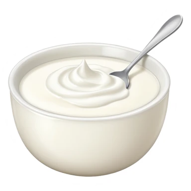 A bowl of yoghurt with a spoon in it  sticker