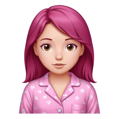 A beautiful, burgundy haired girl wearing pink pajamas sticker