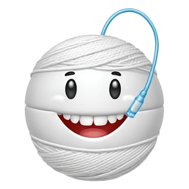 Ball of white thread dental floss sticker