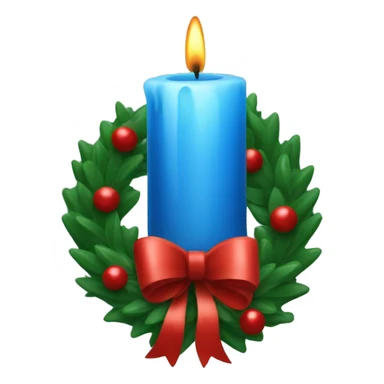Blue candle with christmas wreath sticker