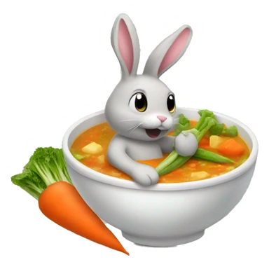 bunny eating vegetable soup sticker