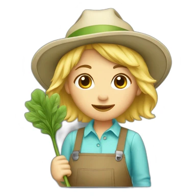 short blonde hair gardener girl with hat sticker