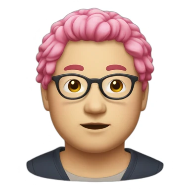 pinkhair-fat-japanese-man-redspectacle sticker