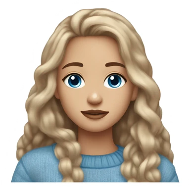 light skin brown hair blue eyes long hair girl wearing aesthetic sweater  sticker