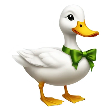 White duck with a bow sticker