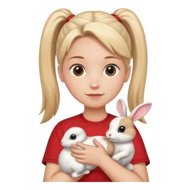 white bunny, pet lover, red shirt, pony tail. sticker