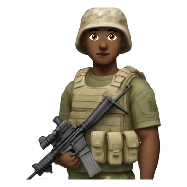 White marine in cammies holding a m16 sticker
