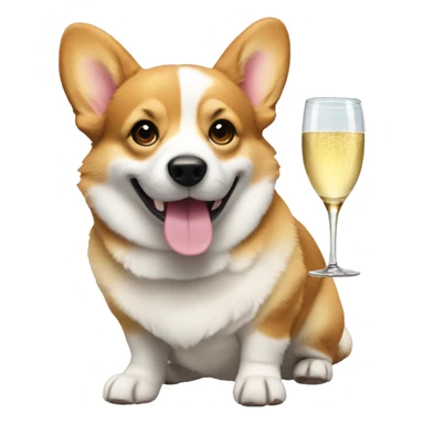 Corgi with champagne sticker