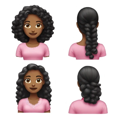 uma menina negra de cabelos enrolados e castanhos claros com um laço rosa e uma roupa elegante e rosa sticker