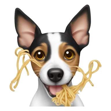 Rat terrier eating spaghetti sticker