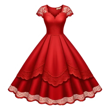 Red dress with lace sticker