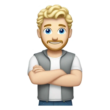 full body raised arms light curl blonde 30yo man blue eyed pale skin sticker