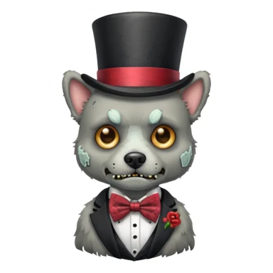 zombie dog with bow tie and top hat sticker