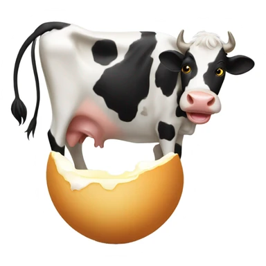 cow eating egg sticker