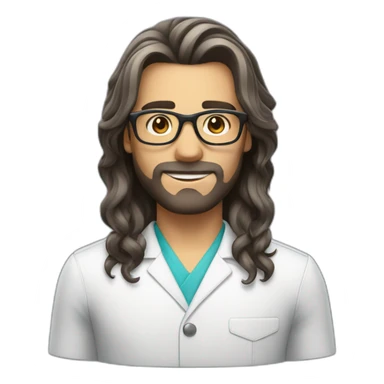 Handsome hairdresser with medium long hair and glasses sticker