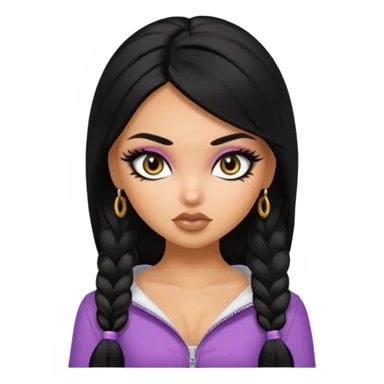 russian features, blackf buzz cat, beauty,  hair, tan skin,  eyes, pretty eyes, black eyeliner, pretty bratz baddie sticker