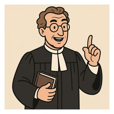 a classic lawyer's robe, black, with white collar, elegant and formal, front view sticker