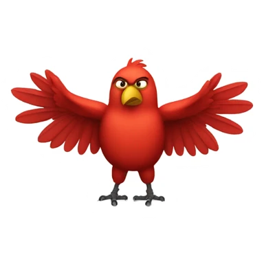 Red bird with big muscular arms  sticker