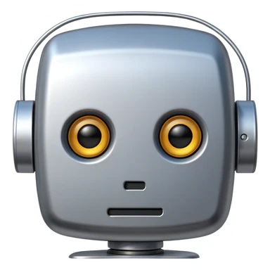 Robot emoji face with square head, digital display eyes, antenna sticker