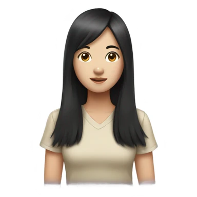 asian girl long black hair standing sticker