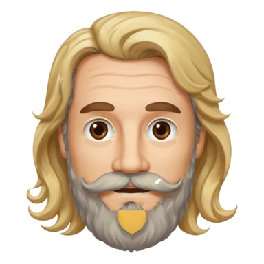 MID AGE MAN WITH LONG BLOND & bROWN WAVY HAIR; AND BROWN & GREY MOUSTACH AND BEARD, HAPPY EYES sticker