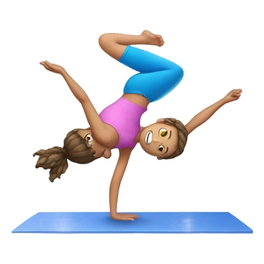 7 year old girl fair skin doing handstand against blue wall  sticker