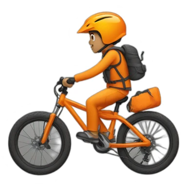 orange moutain bike person sticker