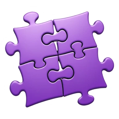 Create an icon of a puzzle for "Featured Projects" on a dark background #22223B. Show exactly 4 puzzle pieces connected together, with the 4th piece slightly separated and in the process of being placed. The puzzle pieces should be shades of purple that harmonize with the background sticker