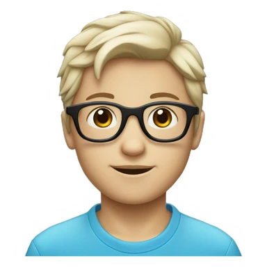 Un niño blanco con lentes azules y pelo negro  sticker