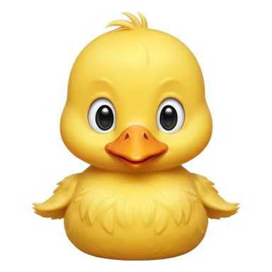 Cinematic Comical Yellow Baby Duck Portrait Emoji, Head tilted dramatically with an exaggeratedly amused expression, featuring a striking, fluffy yellow downy coat with a tiny quirky beak, wide, expressive eyes filled with playful disbelief, Simplified yet hilariously expressive features, highly detailed, glowing with a slightly sassy glow, high shine, dramatic yet playful, stylized with an air of cheeky mischief, bright and endearing, soft glowing outline, capturing the essence of a spirited and over-the-top duckling, so meme-worthy it feels like it could peep its way into internet fame instantly! sticker