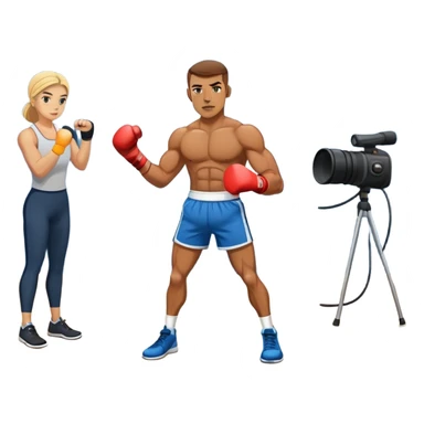 a boxer skipping rope in a gym with a news reporter and ABC 10 camera crew in the background sticker