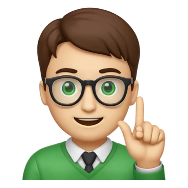 a normal emoji with nerd face and a finger upp with greenscreen sticker