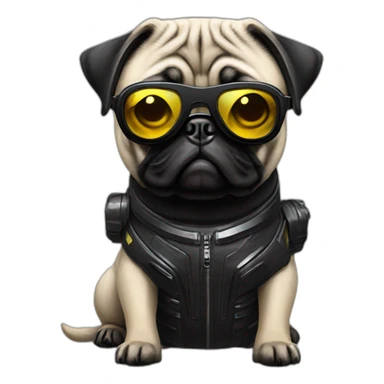 pug with black sunglasses and wearing a cyberpunk suit sticker