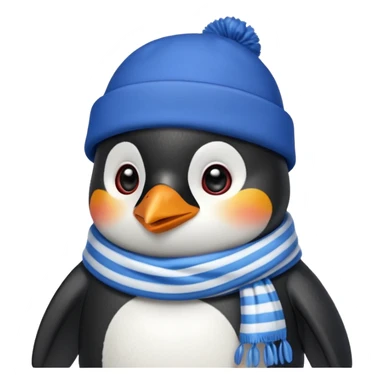 Winter penguin wearing winter clothes with winter background sticker